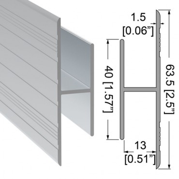 H-Shape Aluminium Extrusion for 13mm Panels (2mts)